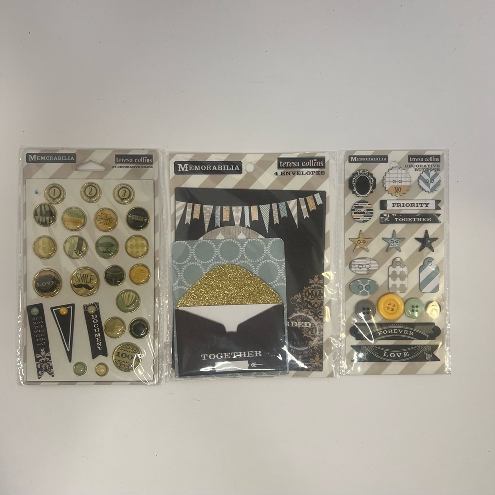 Memorabilia Teresa‎ Collin’s scrap Booking Decorative Brads Buttons 3 Pack